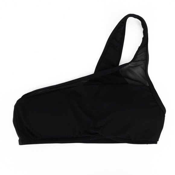 La Blanca Mesh One‎ Shoulder Black Bikini Top Swimsuit Sheer Asymmetric Small - Picture 4 of 8